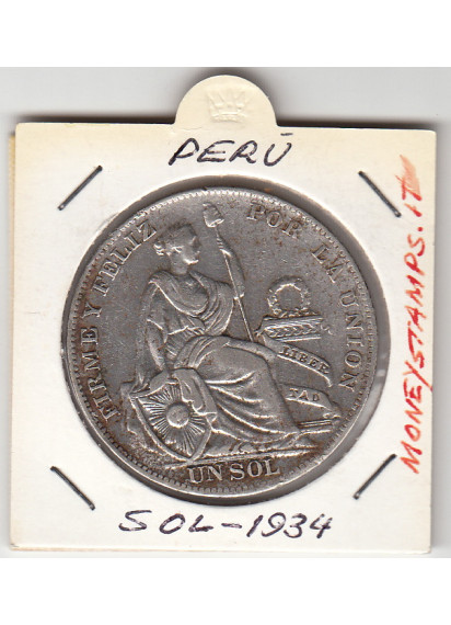 PERU' 1 Sol Argento PERU' 1 Sol argento Stemma Nazionale - Seated Liberty 1934